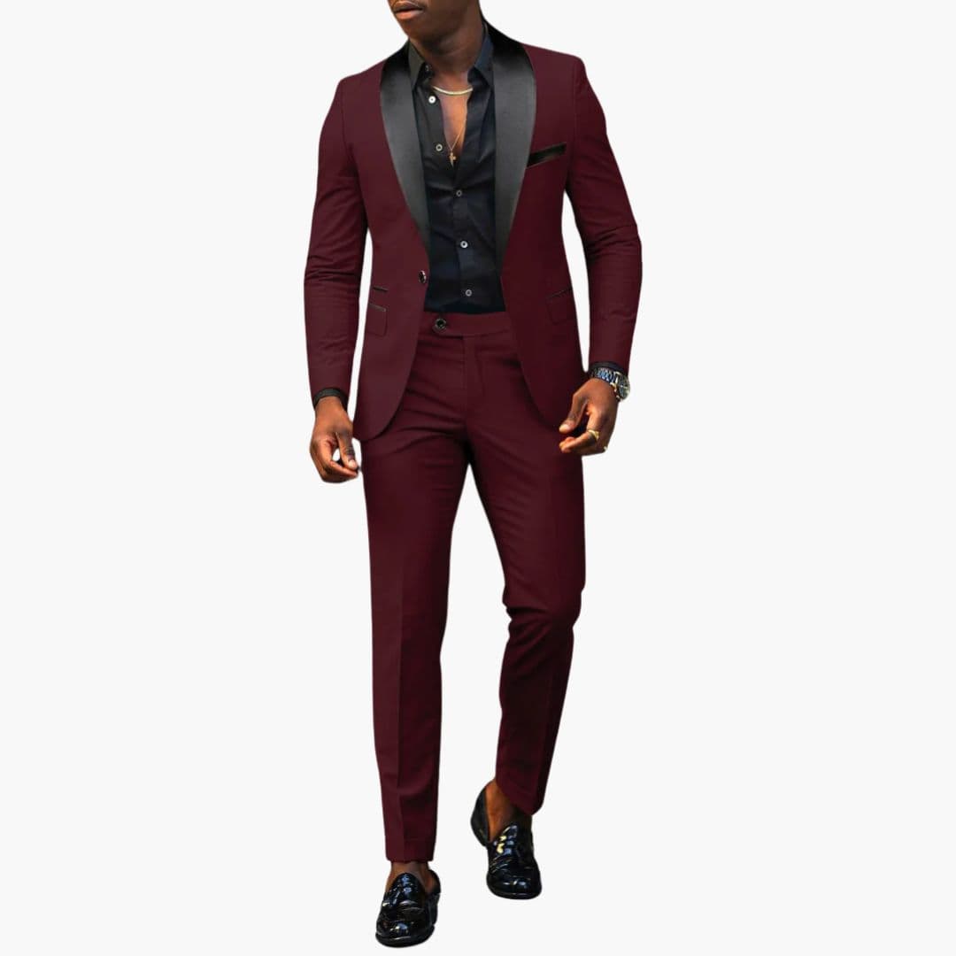 Herrdräkt två delar med kavaj med sjalkrage