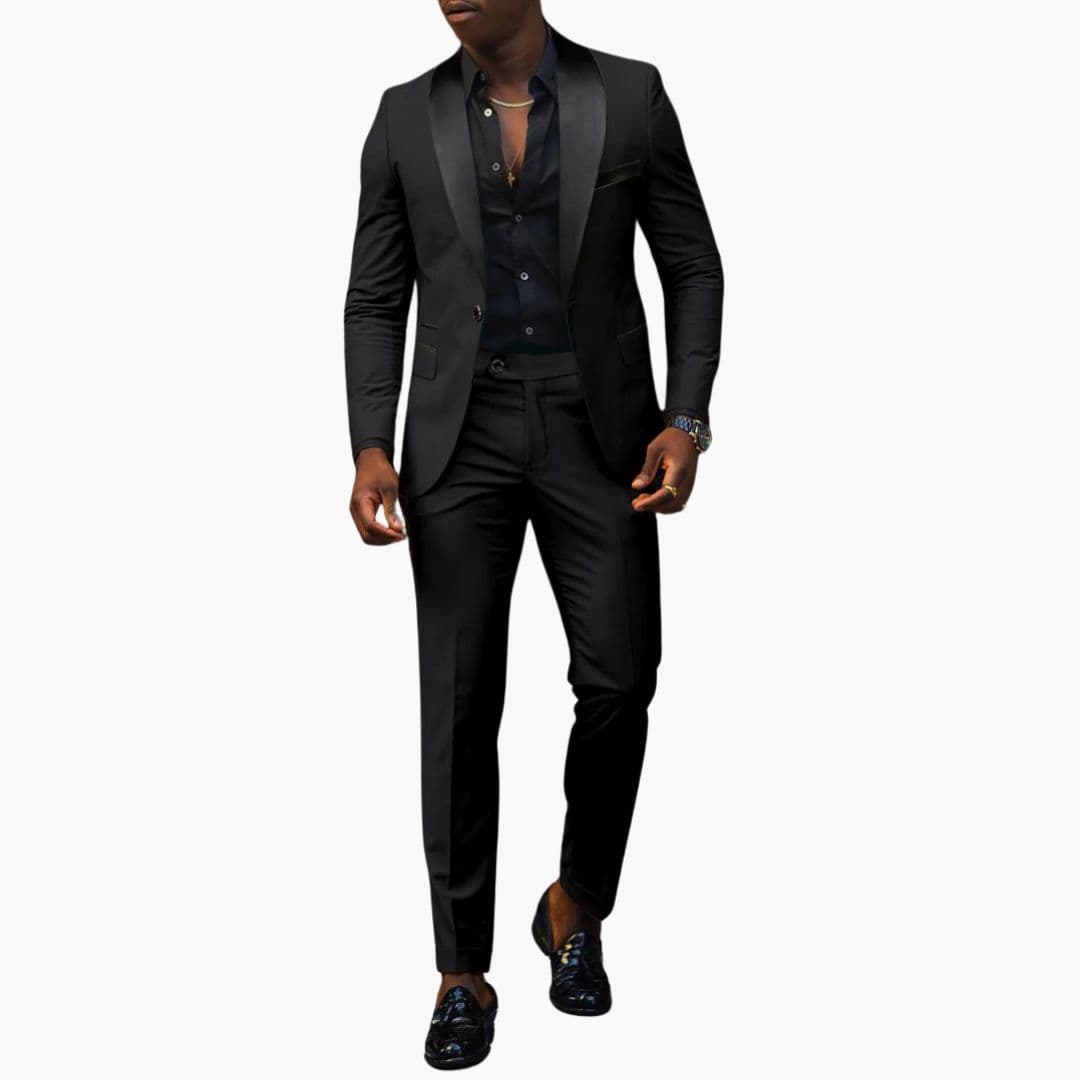 Herrdräkt två delar med kavaj med sjalkrage