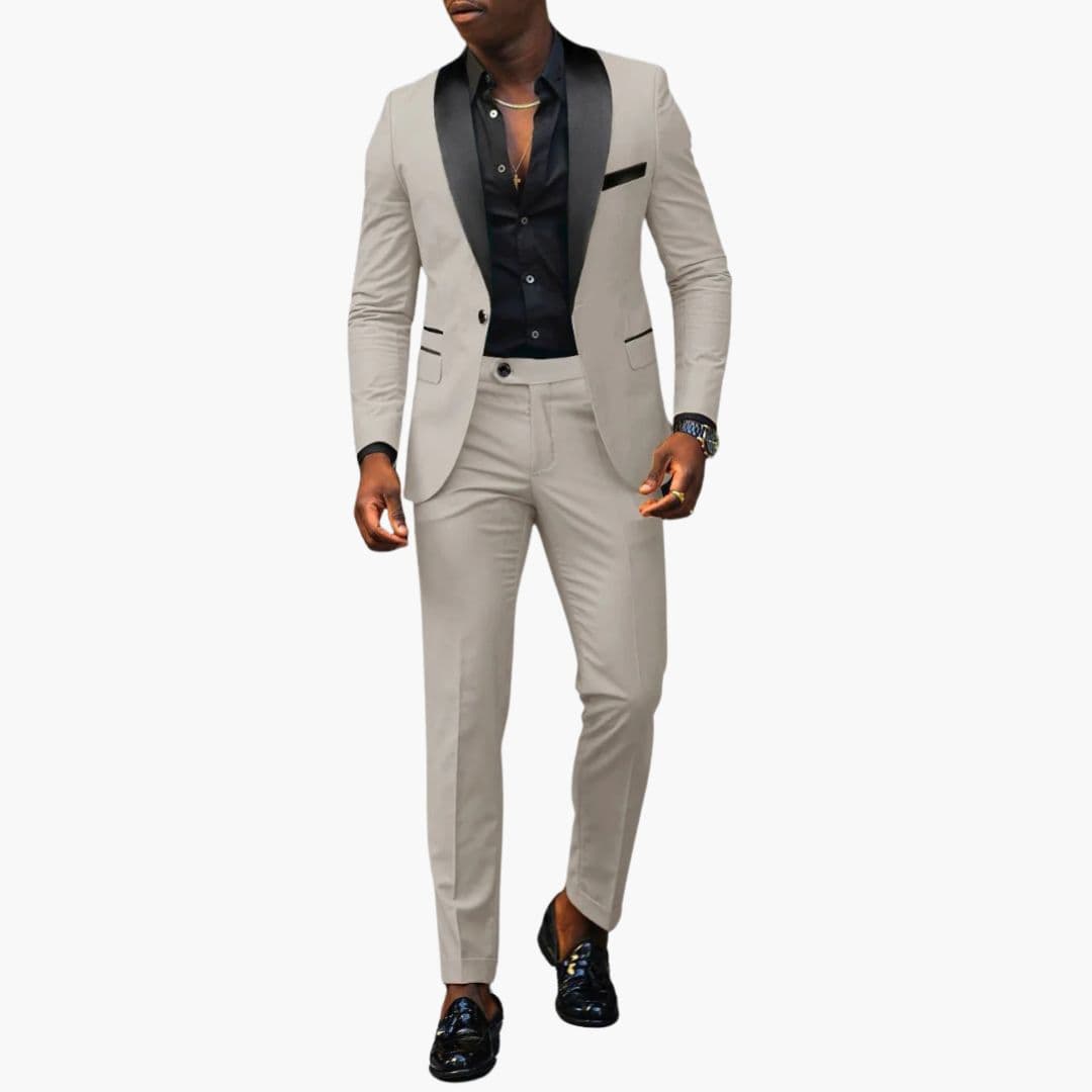 Herrdräkt två delar med kavaj med sjalkrage