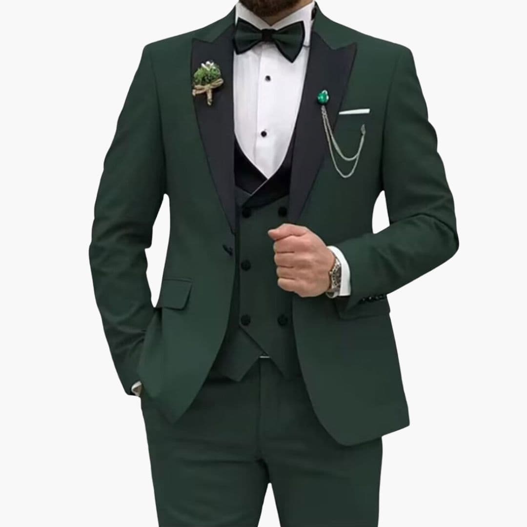 Costume homme trois pièces avec col contrastant et gilet