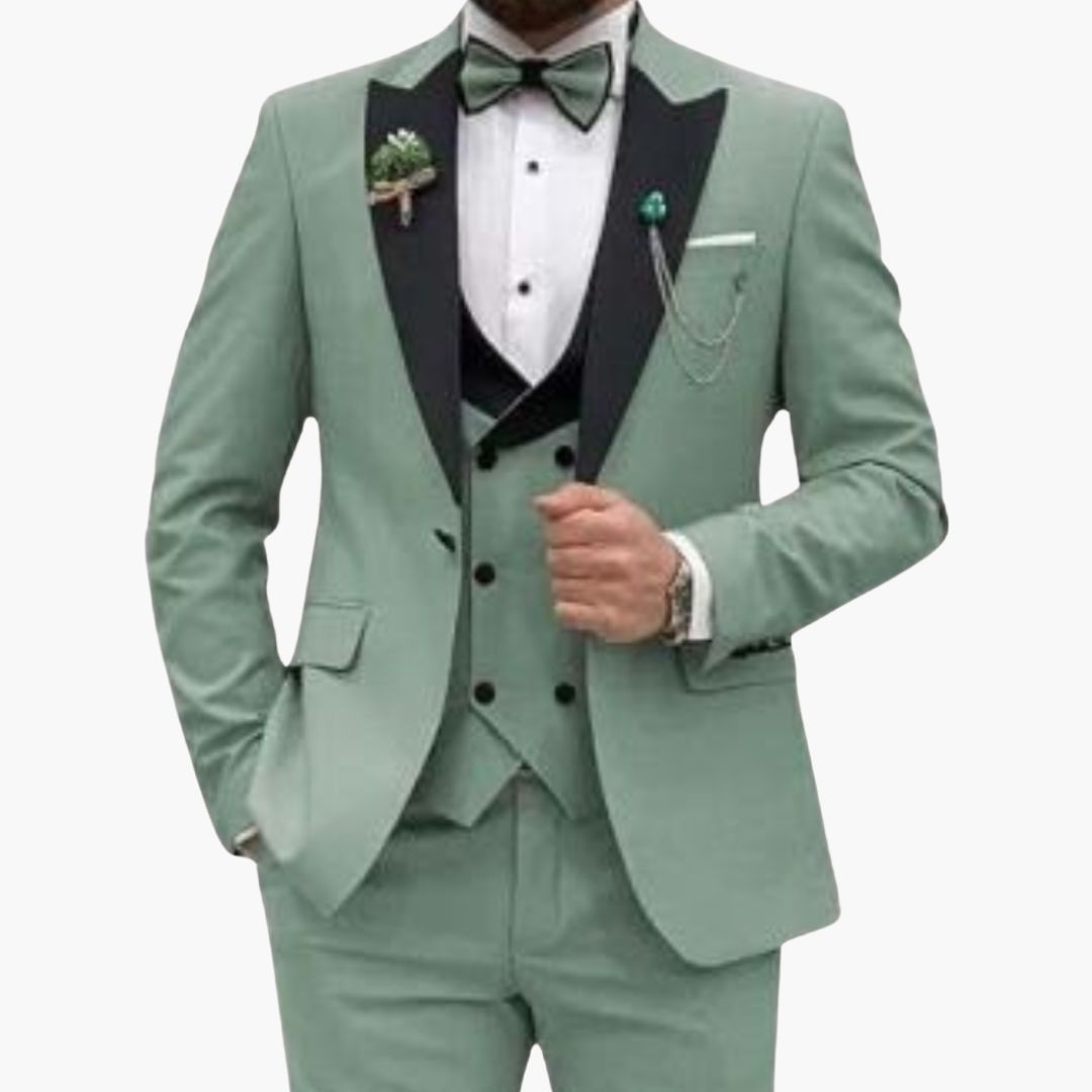 Costume homme trois pièces avec col contrastant et gilet