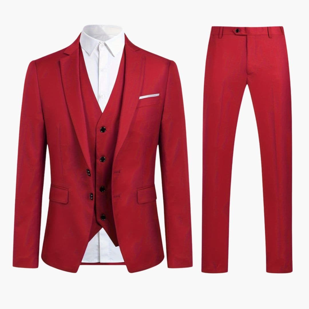 Costume homme trois pièces avec gilet et col à revers