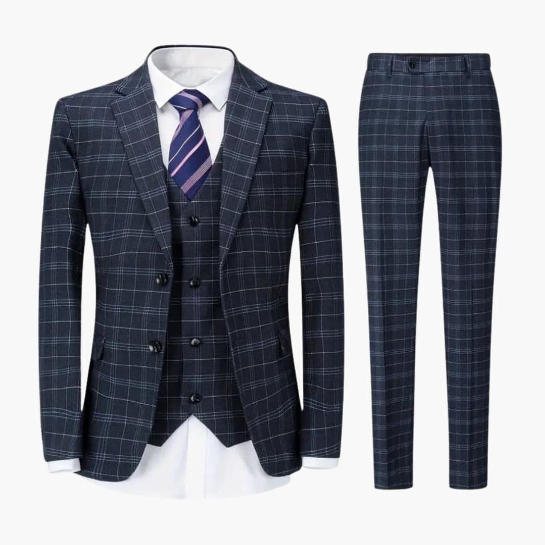 Costume homme trois pièces avec veste à carreaux