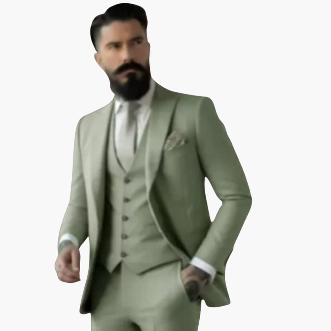 Costume homme trois pièces avec veste à col à revers