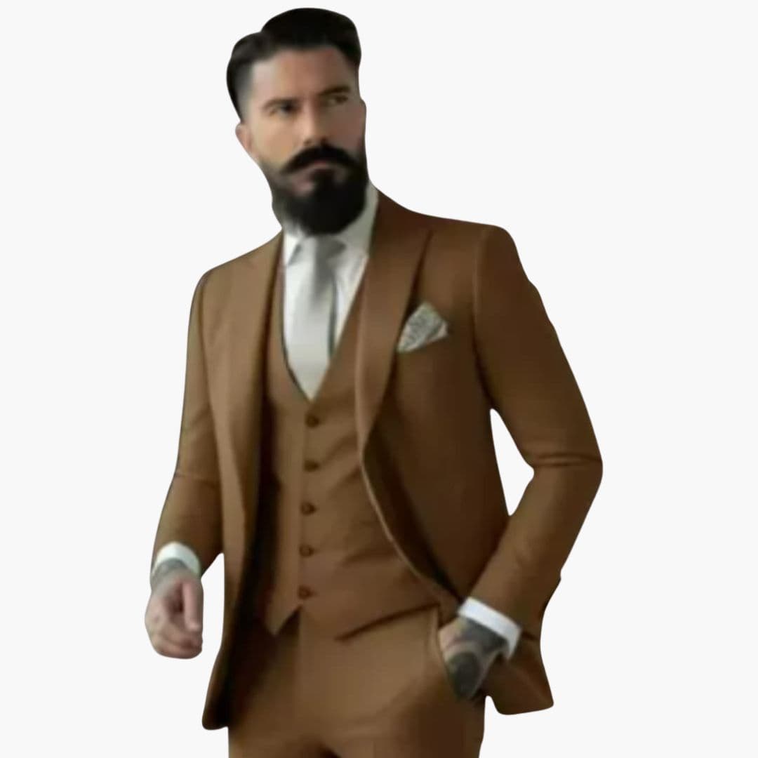 Costume homme trois pièces avec veste à col à revers