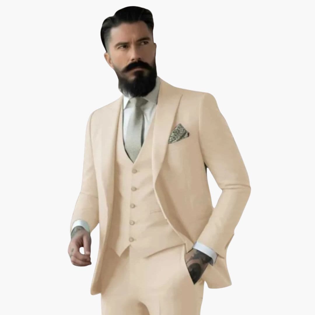 Costume homme trois pièces avec veste à col à revers