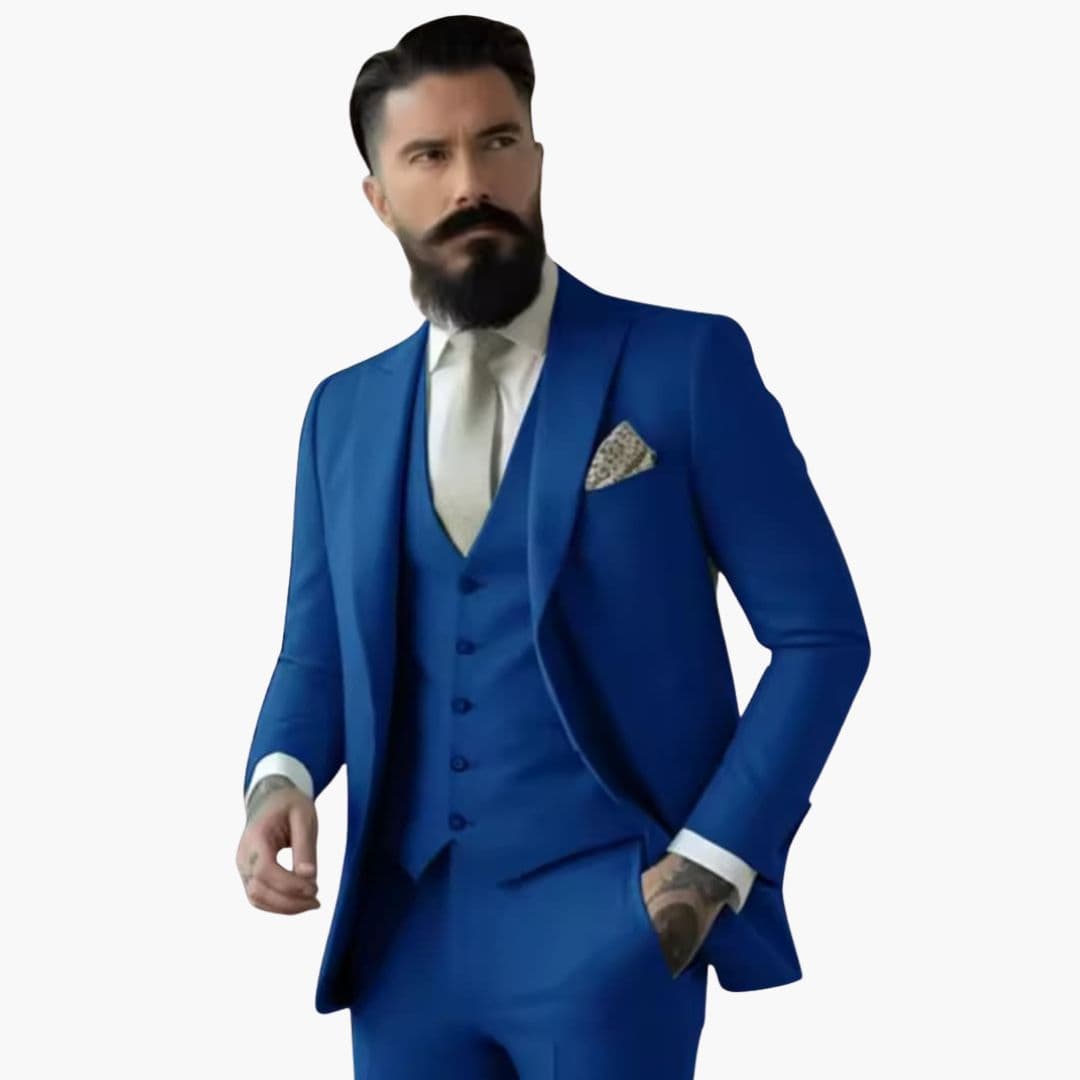 Costume homme trois pièces avec veste à col à revers