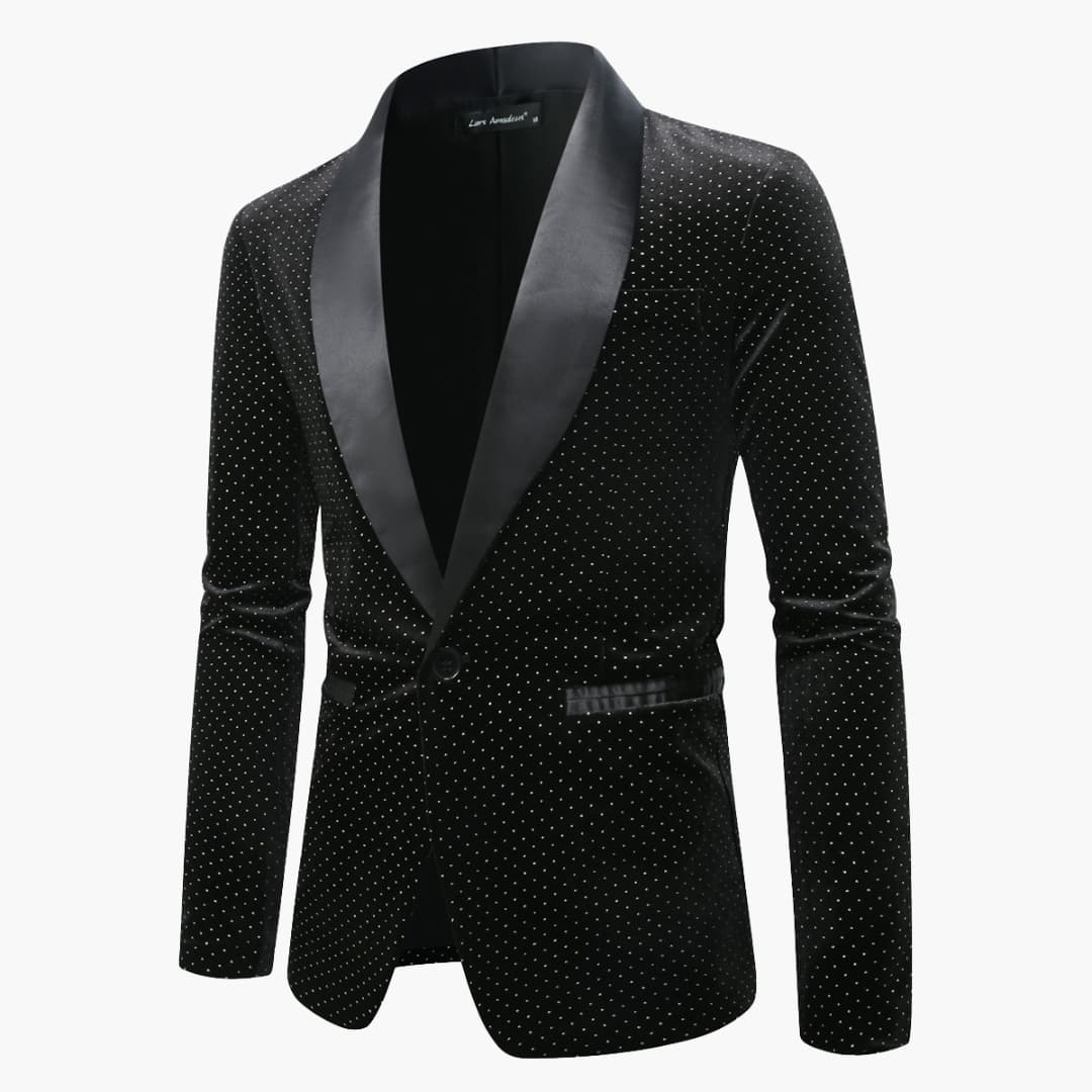 Costume pour homme deux pièces avec col châle et détails en satin