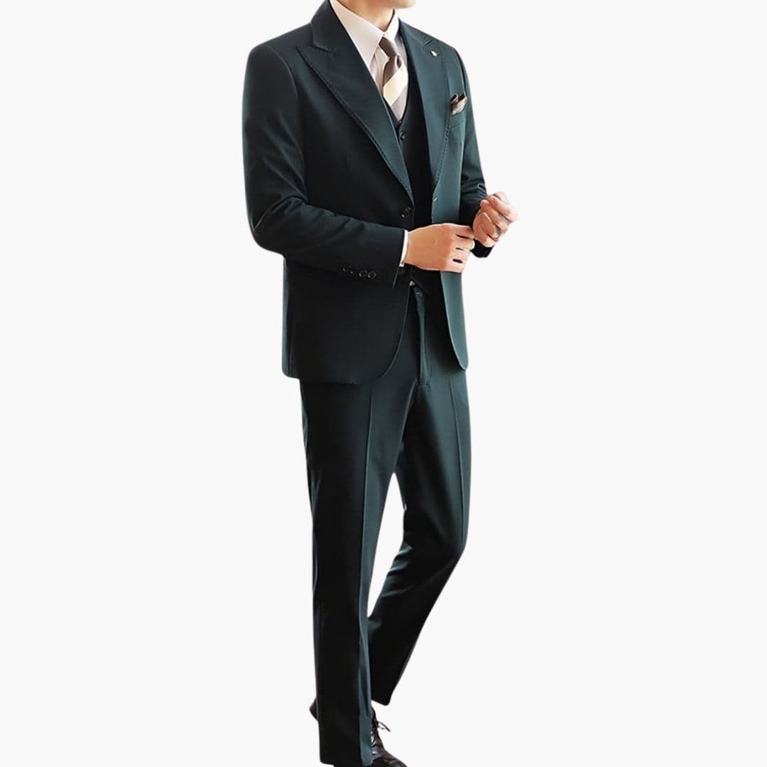 Costume trois pièces pour homme avec veste à col cranté