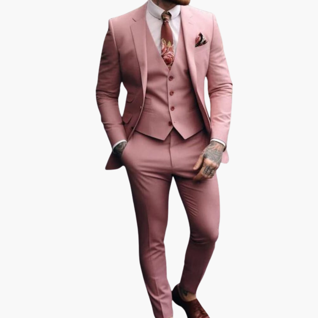 Costume trois pièces pour homme avec Blazer à un bouton et pantalon coupe ajustée