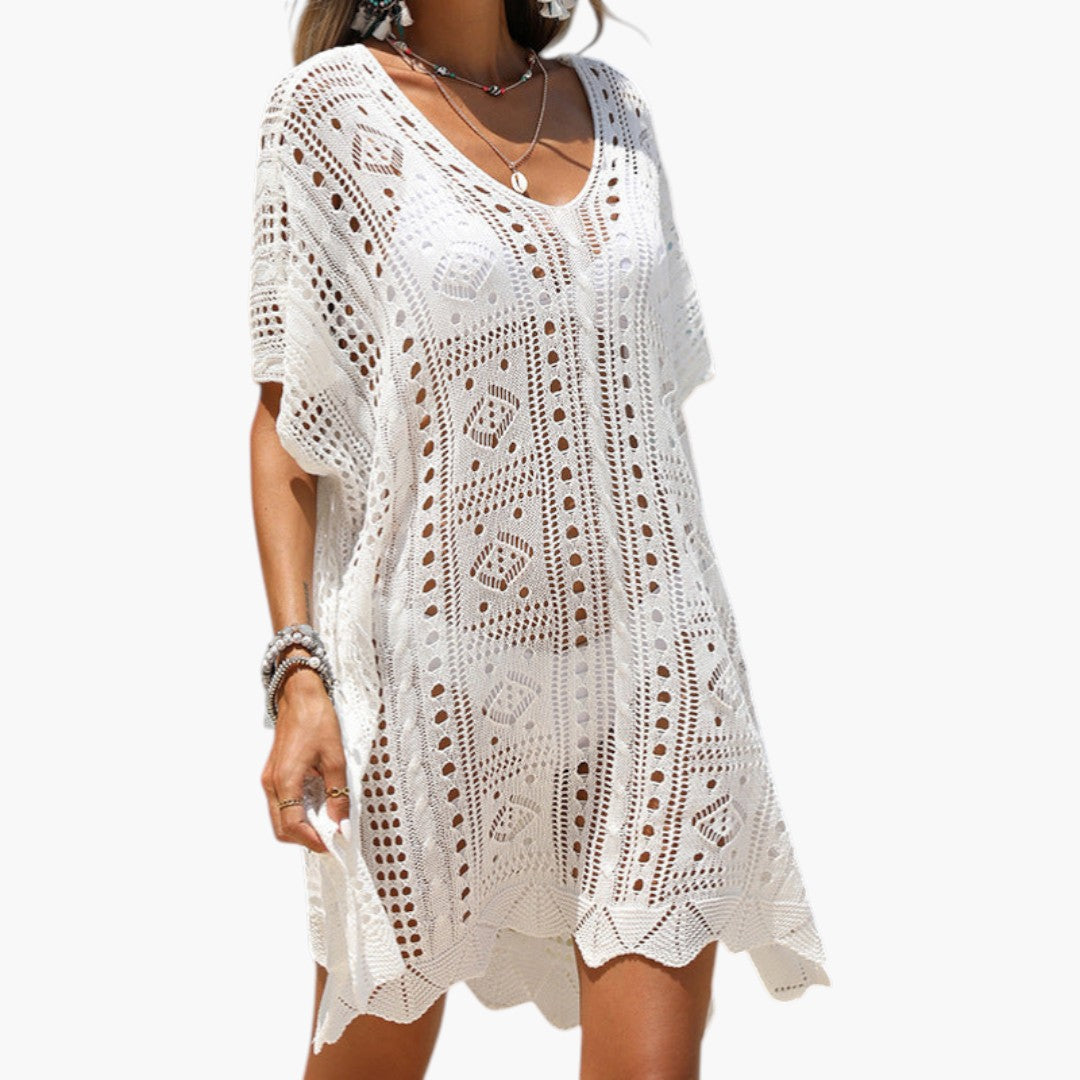 Couverture de plage femme a col en V et manches courtes
