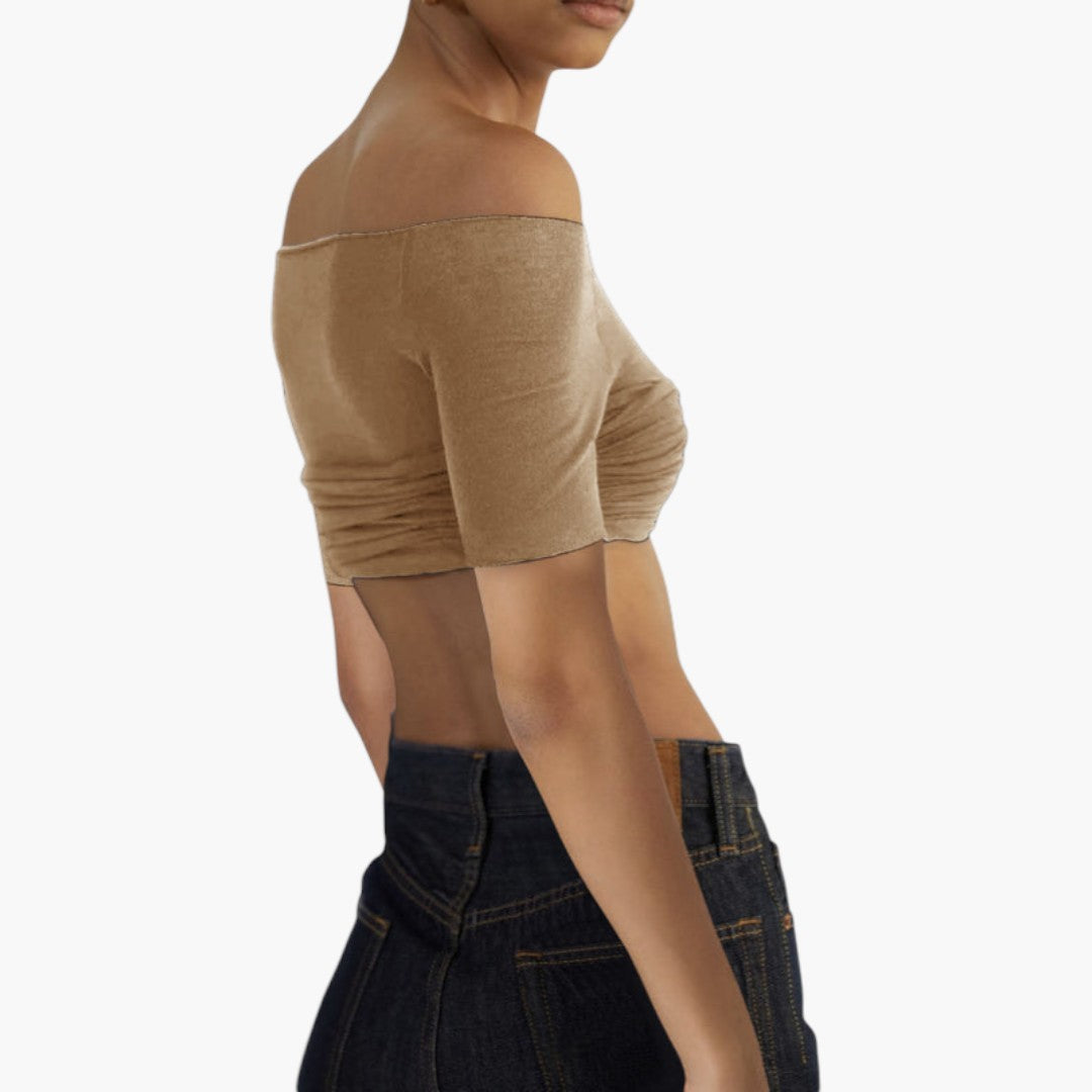Crop haut femmes avec encolure bardot