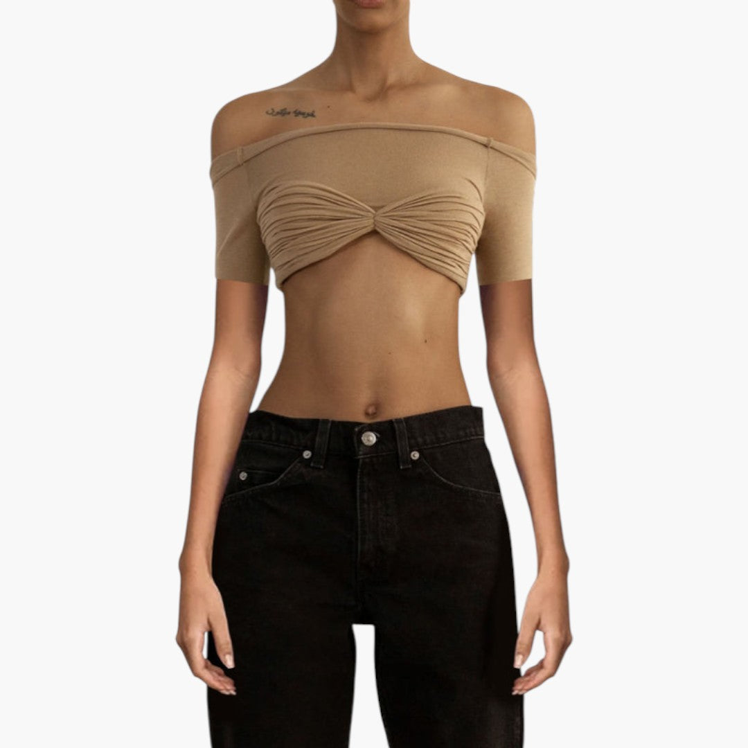 Crop haut femmes avec encolure bardot