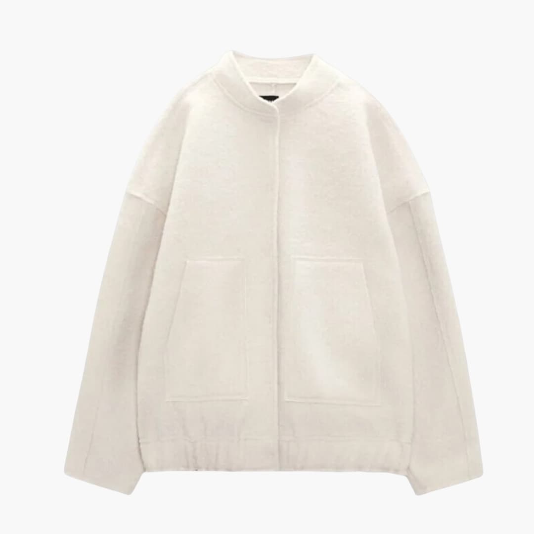 Dame Bomber Oversize avec Poches Frontales et Fermeture Cachée