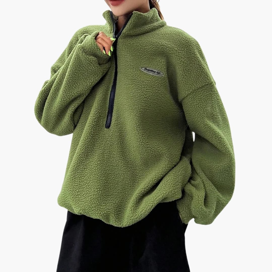 Dame Pull Polar con Media Cremallera y Cuello Alto