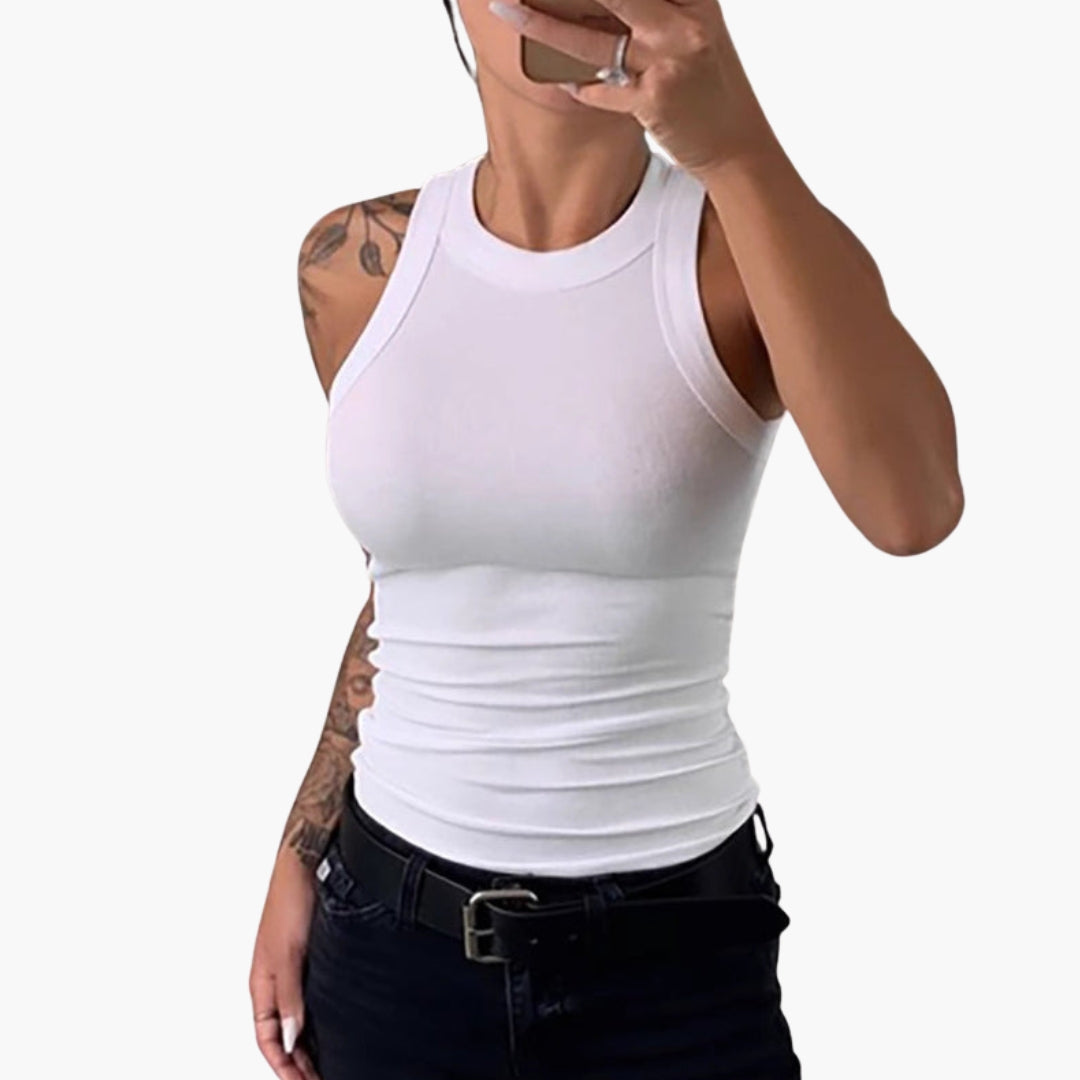 Débardeur Femme avec Col Rond et Coupe Sans Manches