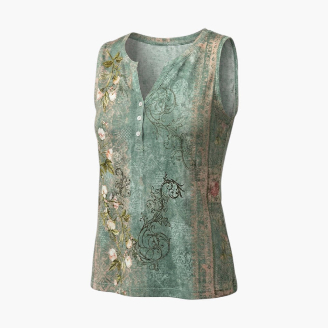 Débardeur Femme avec Col en V et Motif Floral