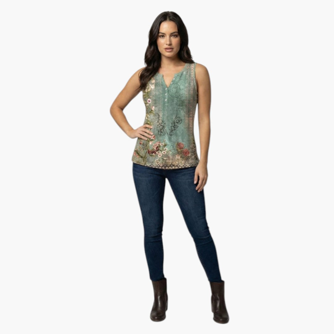 Débardeur Femme avec Col en V et Motif Floral
