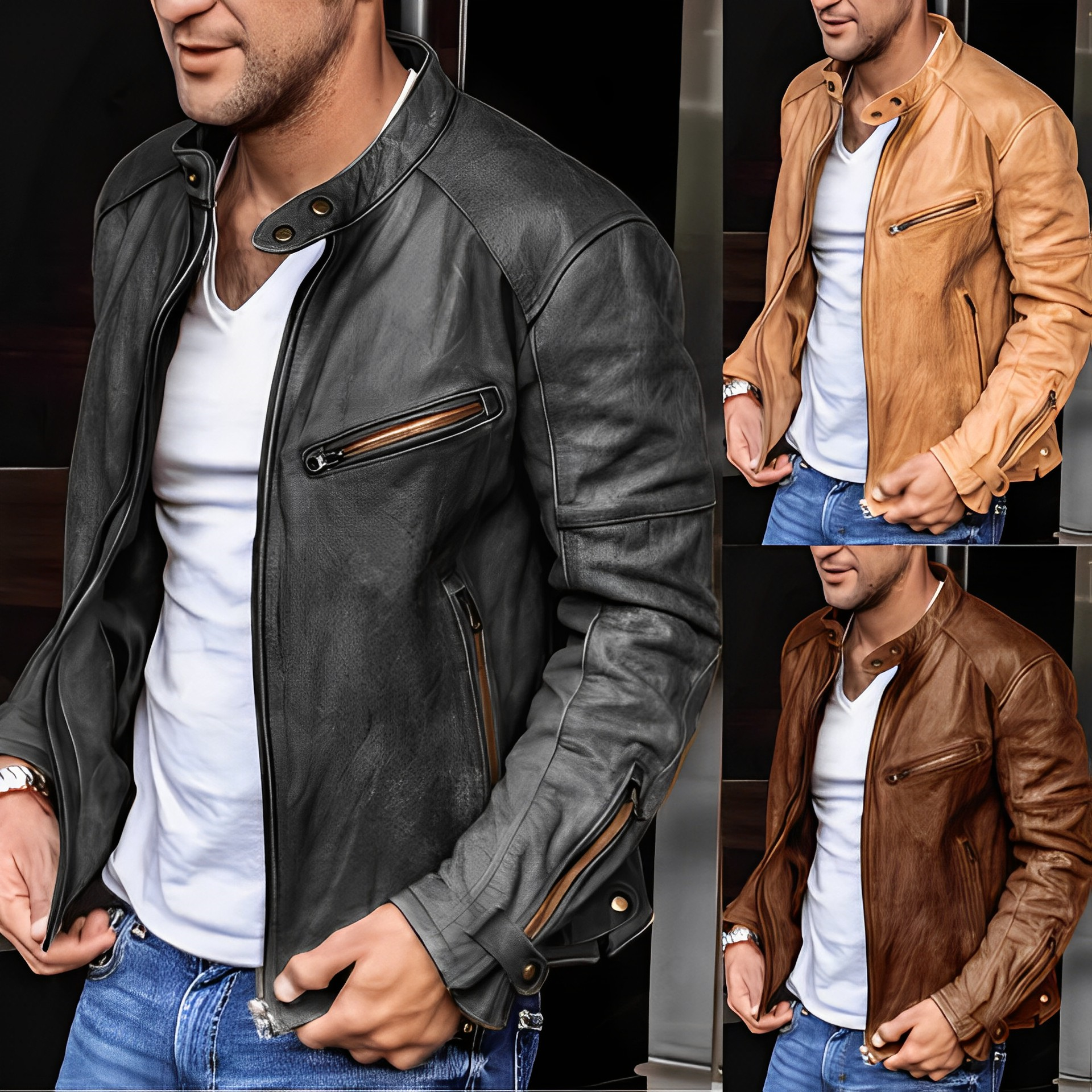 Blouson homme col montant zippé | Doublure multi saison pour confort thermique | Coupe régulière, poches latérales