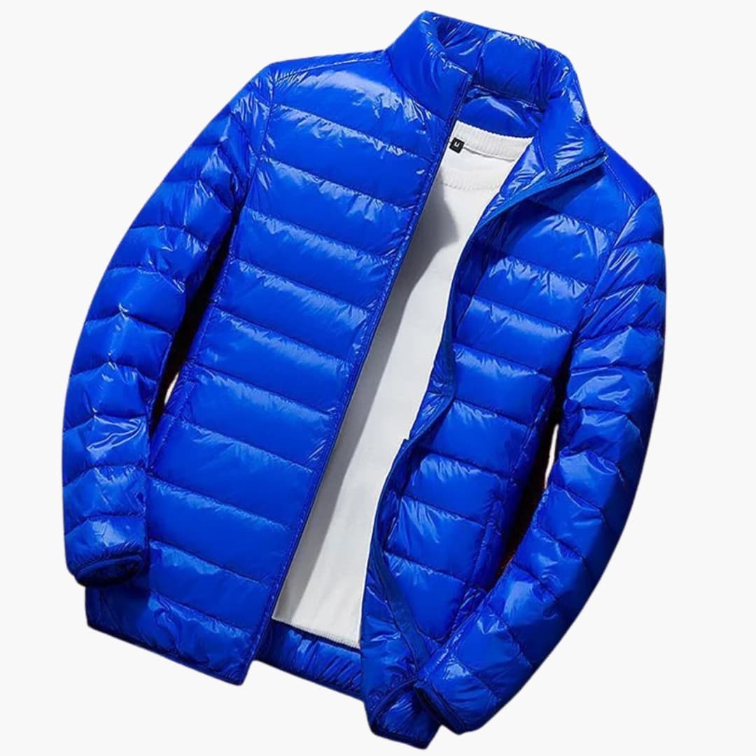 Doudoune à Capuche Homme avec Matelassage Horizontal et Fermeture Éclair Frontale