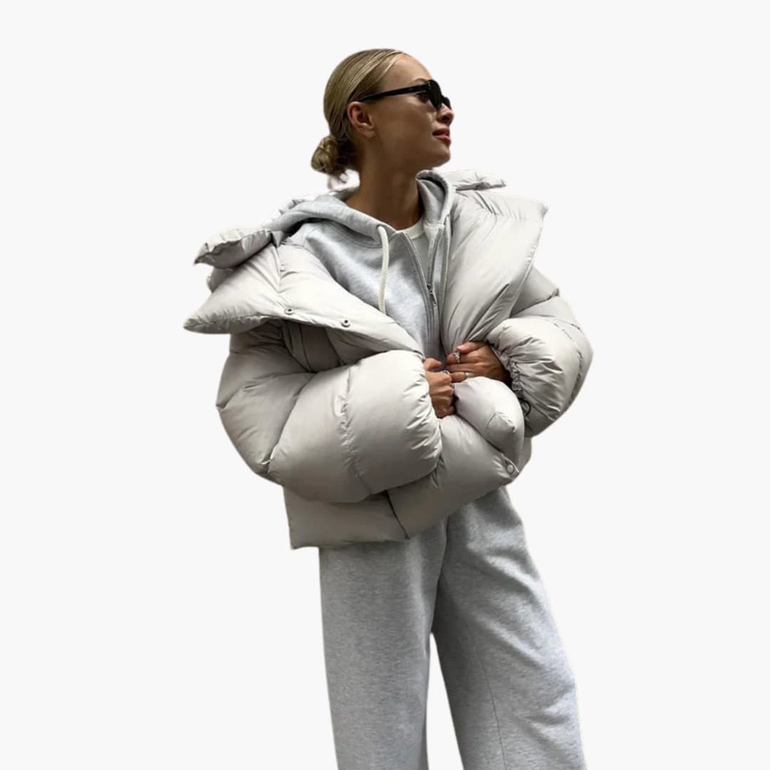 Doudoune femme brillante avec rembourrage épais et coupe volumineuse