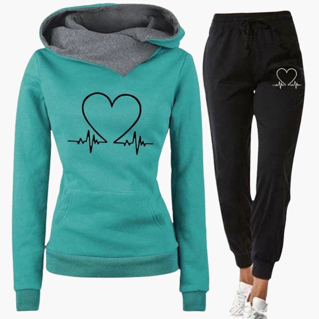 Ensemble de jogging deux pièces pour femme avec sweat à capuche imprimé et pantalon
