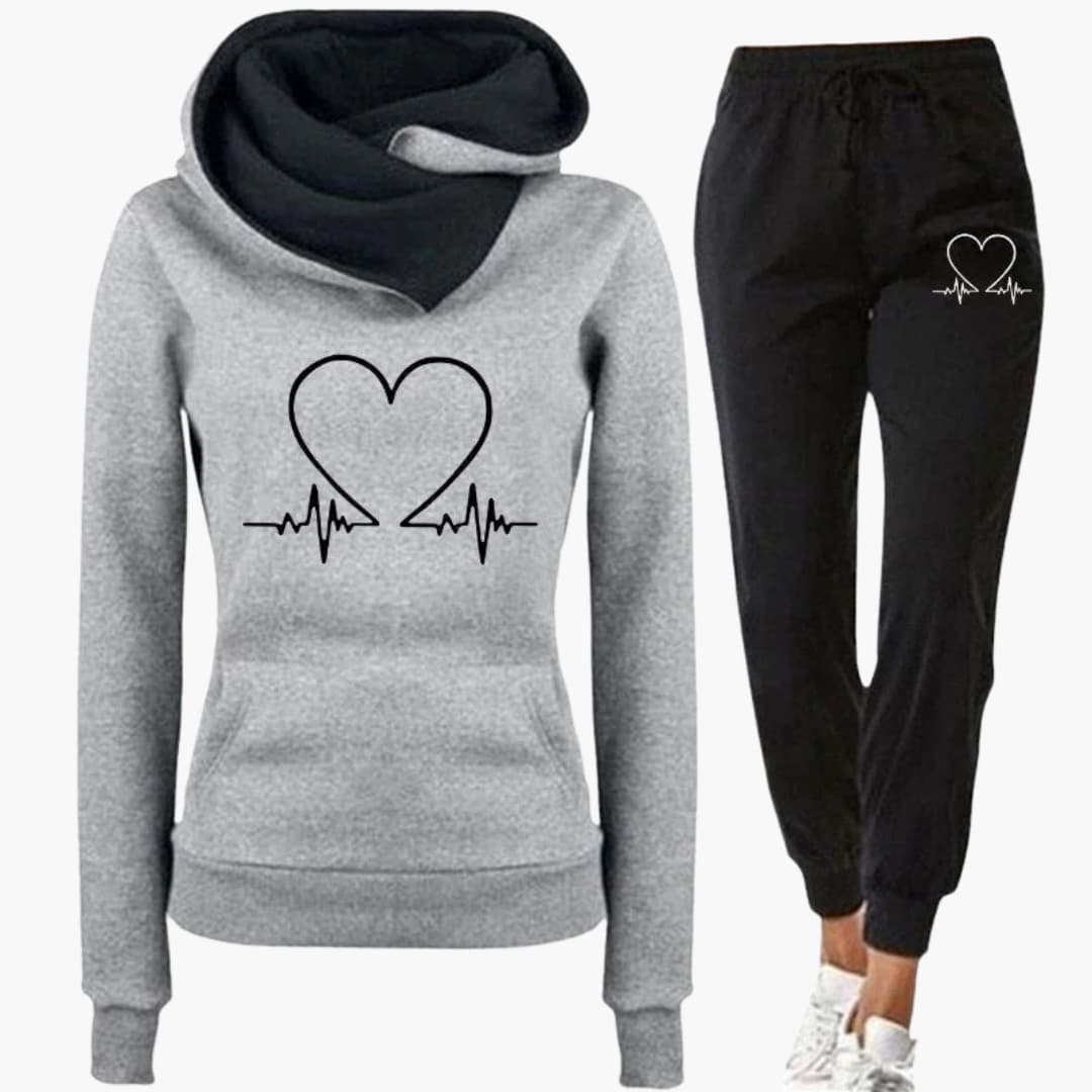 Ensemble de jogging deux pièces pour femme avec sweat à capuche imprimé et pantalon