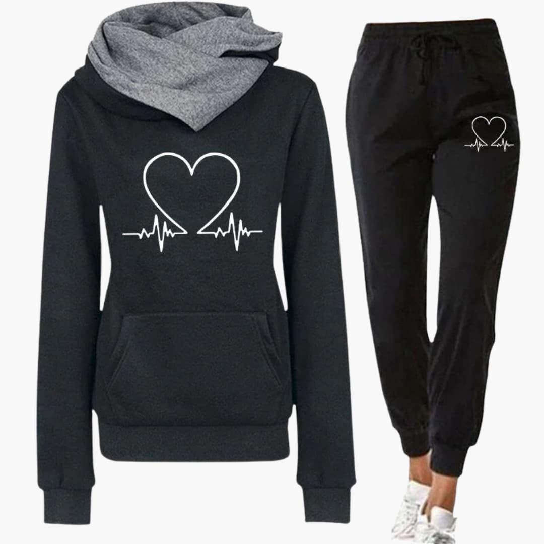 Ensemble de jogging deux pièces pour femme avec sweat à capuche imprimé et pantalon