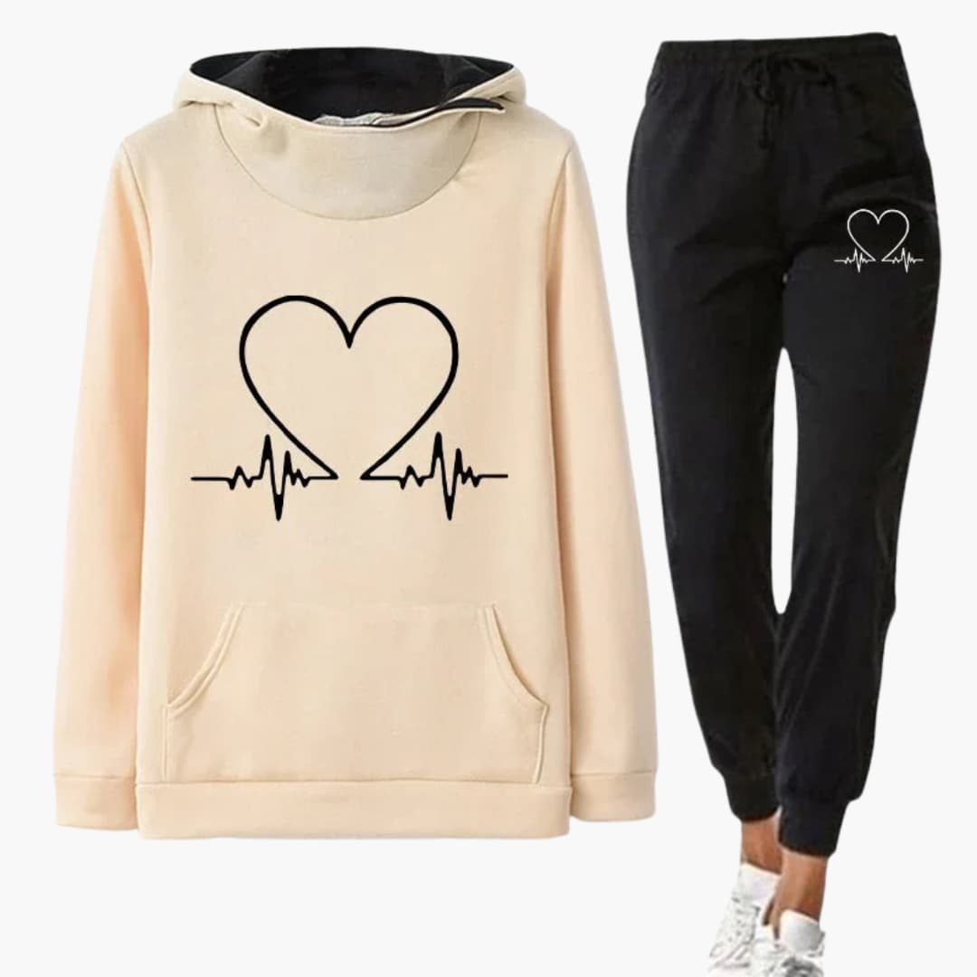 Ensemble de jogging deux pièces pour femme avec sweat à capuche imprimé et pantalon