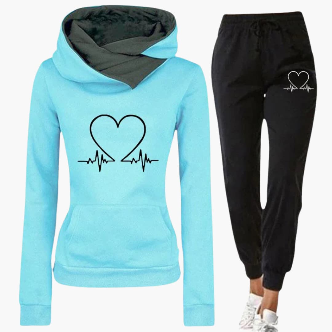 Ensemble de jogging deux pièces pour femme avec sweat à capuche imprimé et pantalon