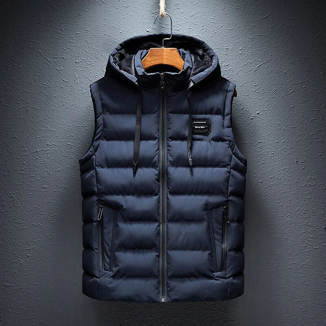 Gilet sans manches homme | Capuche intégrée, fermeture zippée | Poches latérales, coupe droite, 5 coloris, tailles S à 2XL