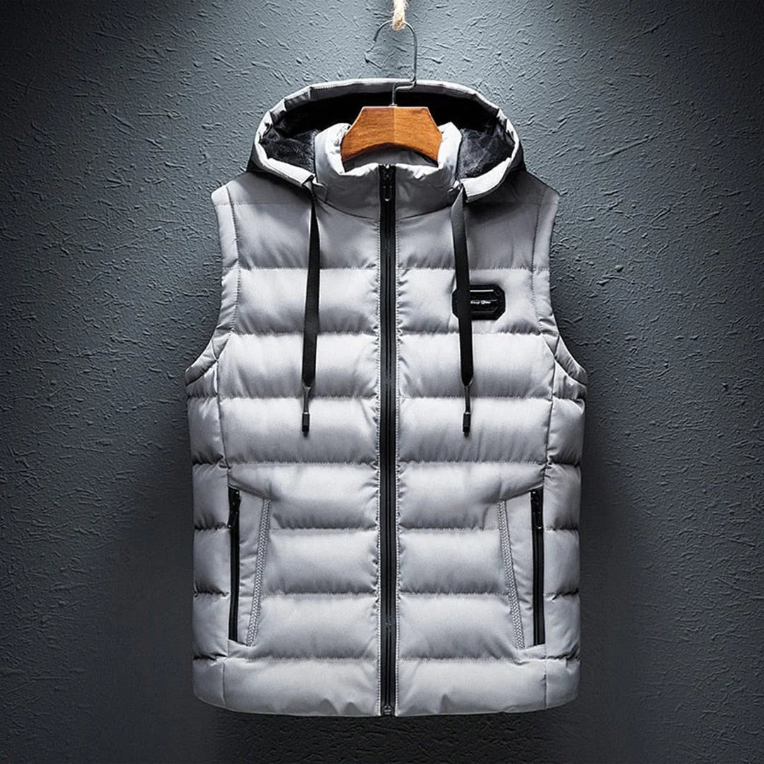Gilet sans manches homme | Capuche intégrée, fermeture zippée | Poches latérales, coupe droite, 5 coloris, tailles S à 2XL