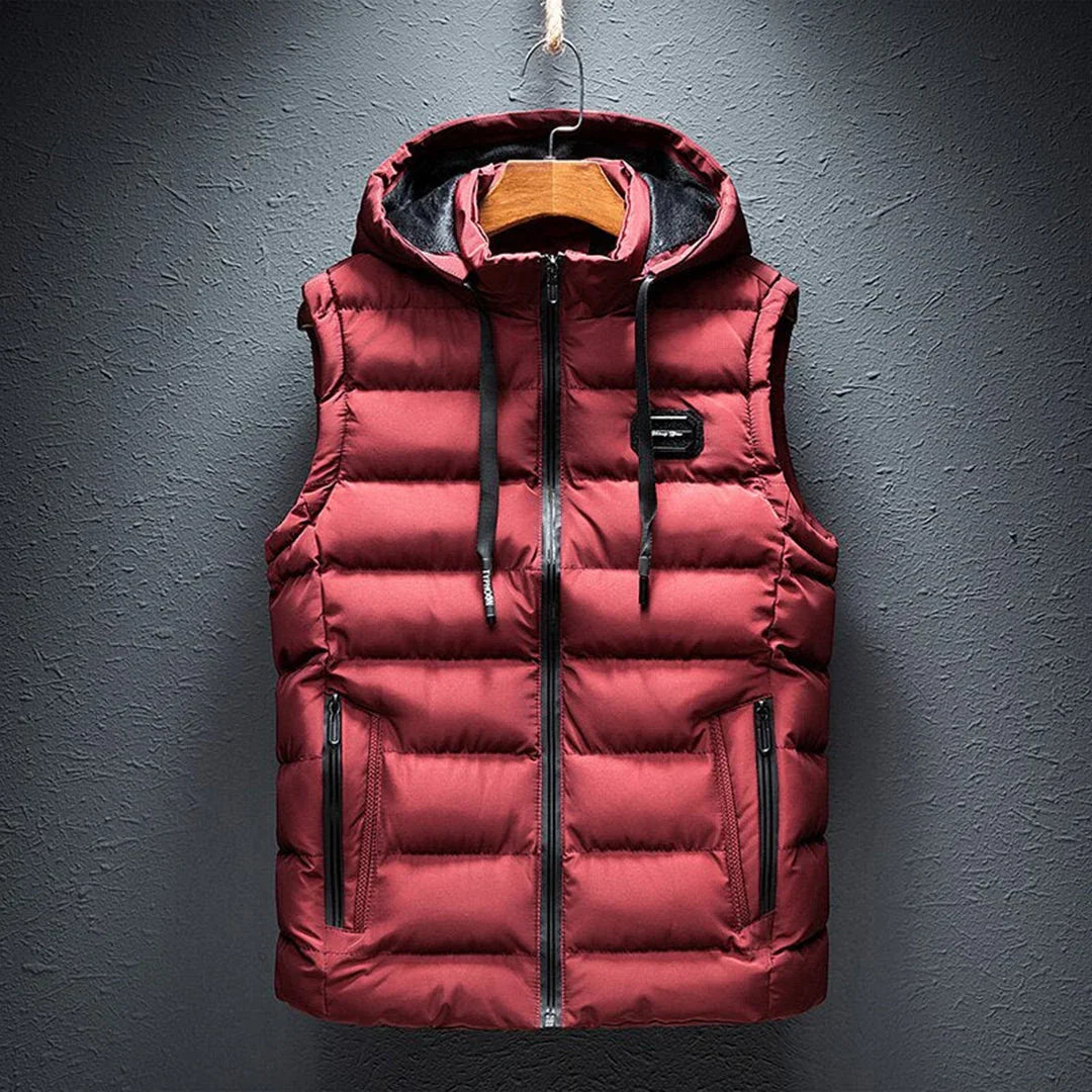 Gilet sans manches homme | Capuche intégrée, fermeture zippée | Poches latérales, coupe droite, 5 coloris, tailles S à 2XL