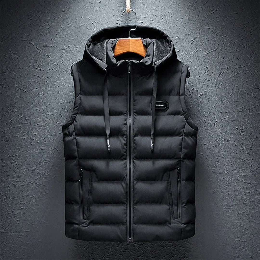 Gilet sans manches homme | Capuche intégrée, fermeture zippée | Poches latérales, coupe droite, 5 coloris, tailles S à 2XL