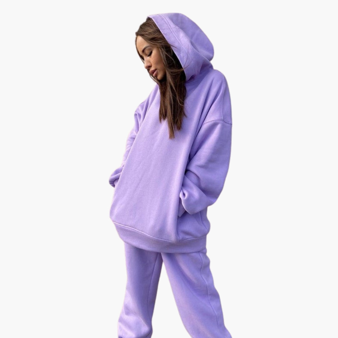 Ensemble Femme Hoodie et Jogging avec Taille Élastique