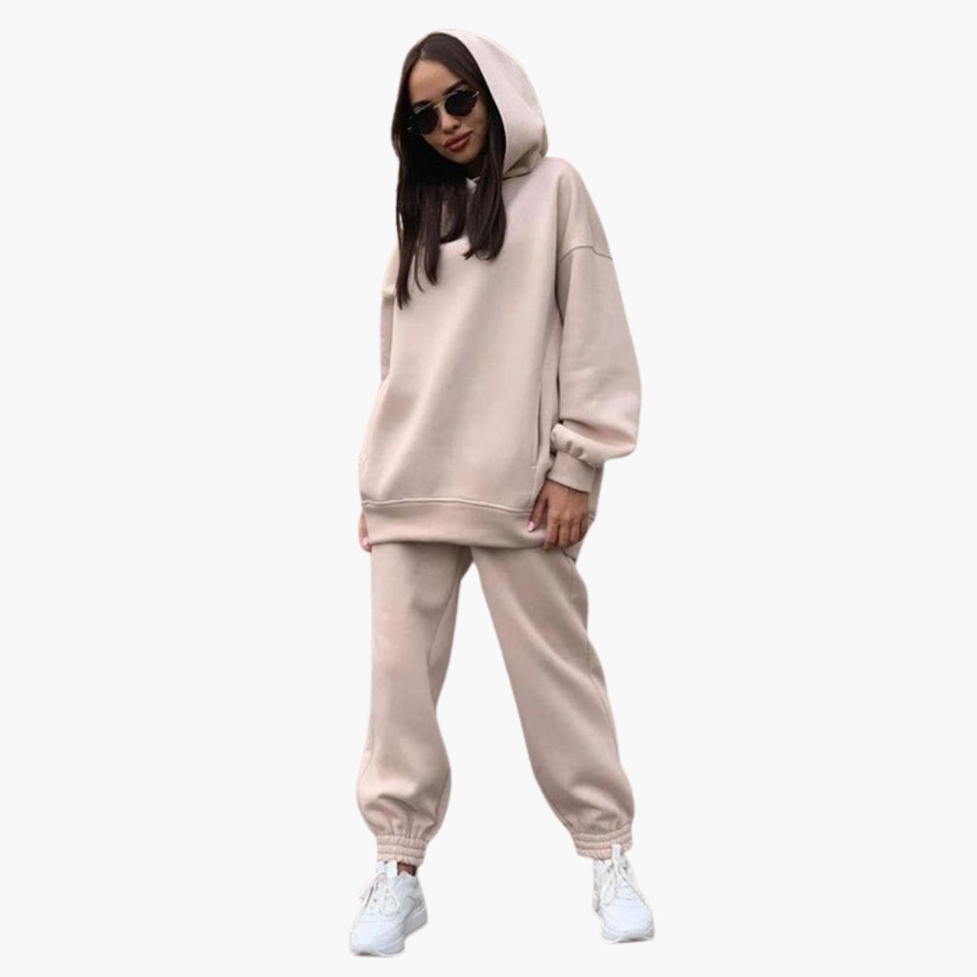 Ensemble Femme Hoodie et Jogging avec Taille Élastique
