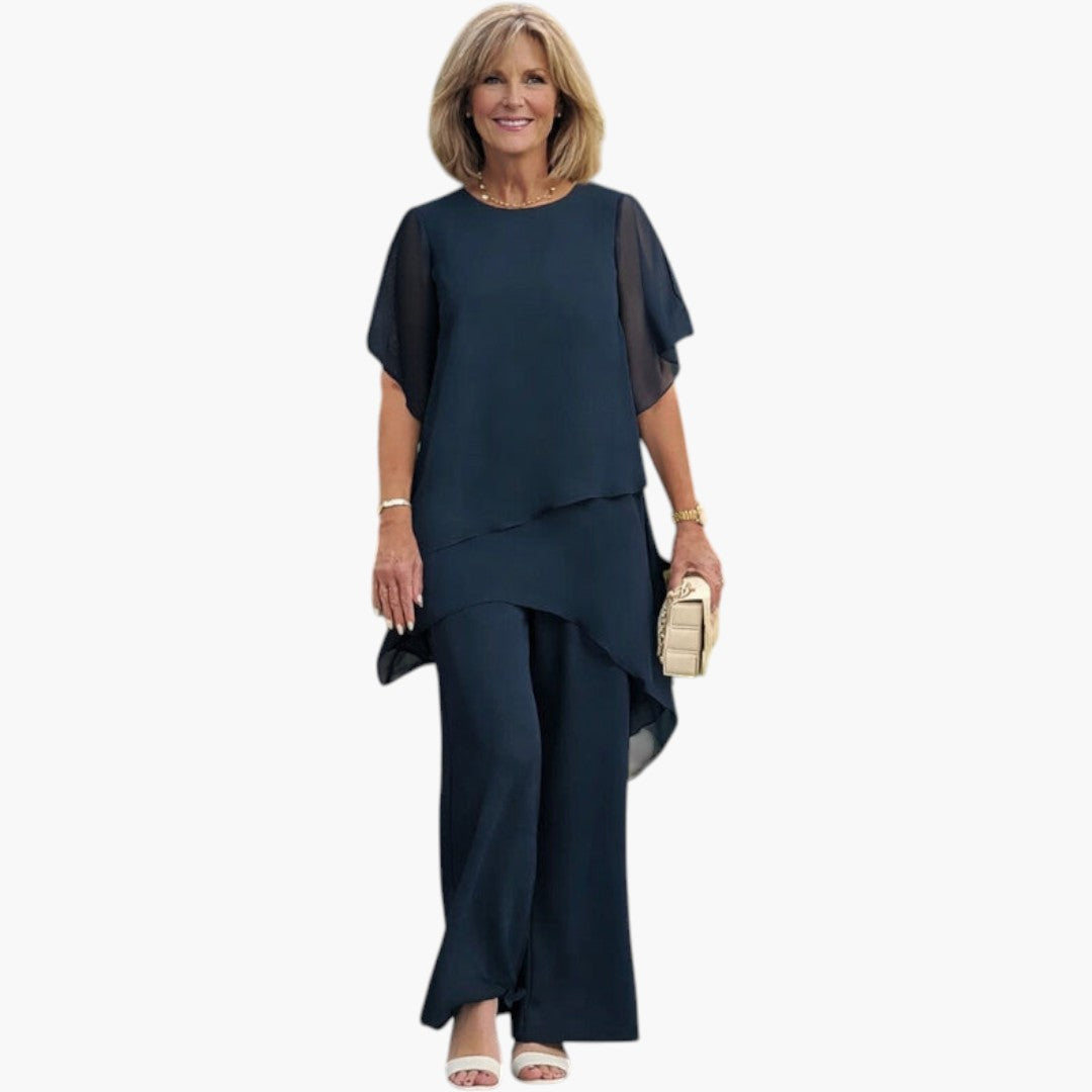 Ensemble Femme avec Haut Asymétrique et Pantalon Large