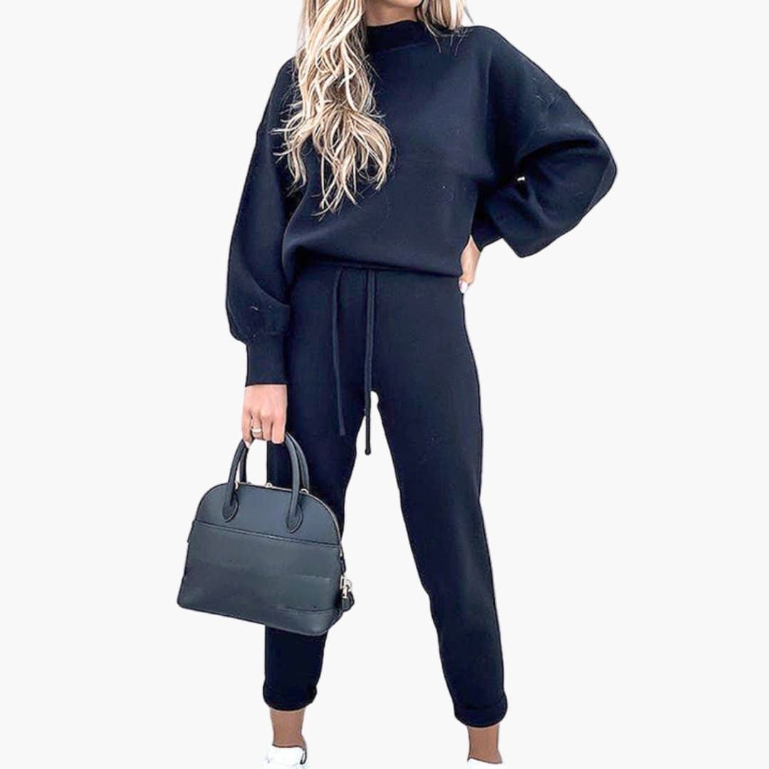 Completo Loungewear Donna con Maglione Oversize e Pantaloni da Jogging a Vita Alta