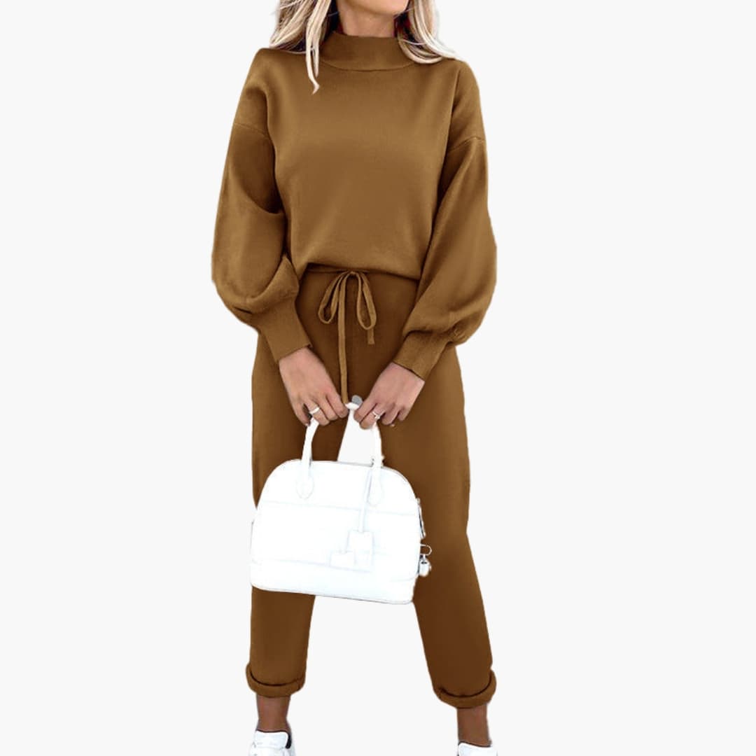 Completo Loungewear Donna con Maglione Oversize e Pantaloni da Jogging a Vita Alta