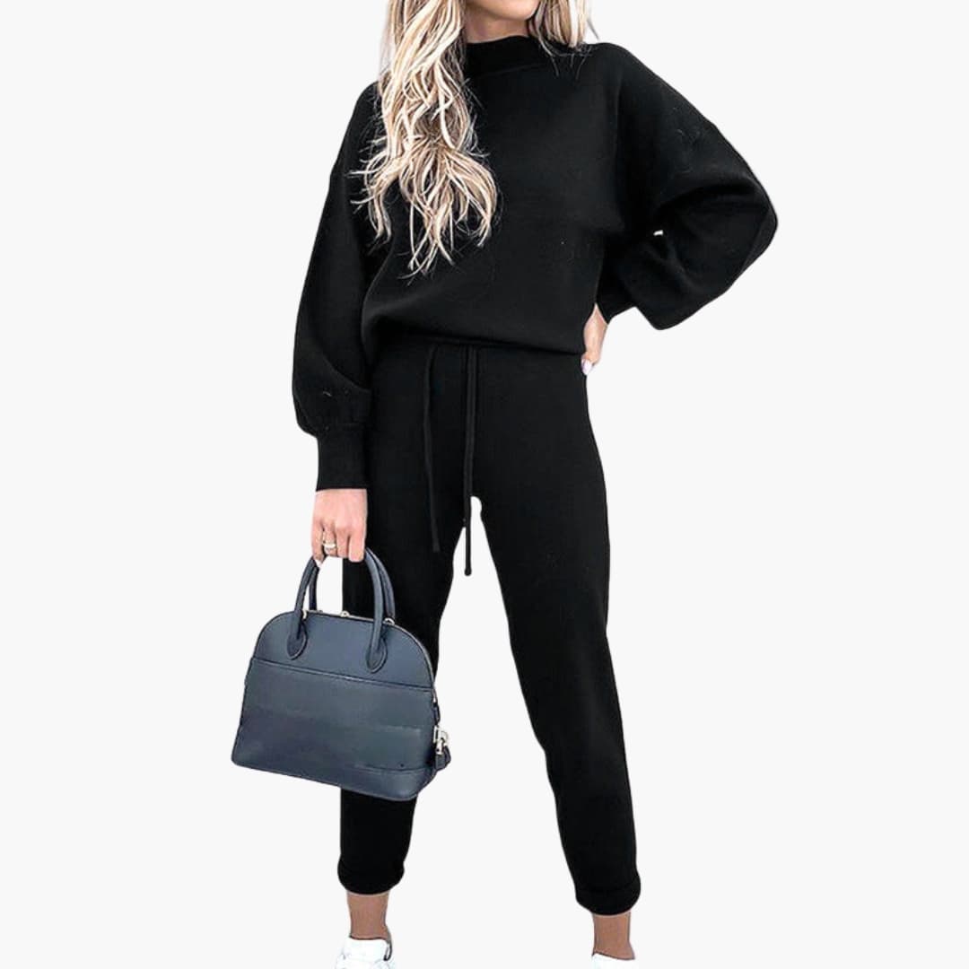 Completo Loungewear Donna con Maglione Oversize e Pantaloni da Jogging a Vita Alta