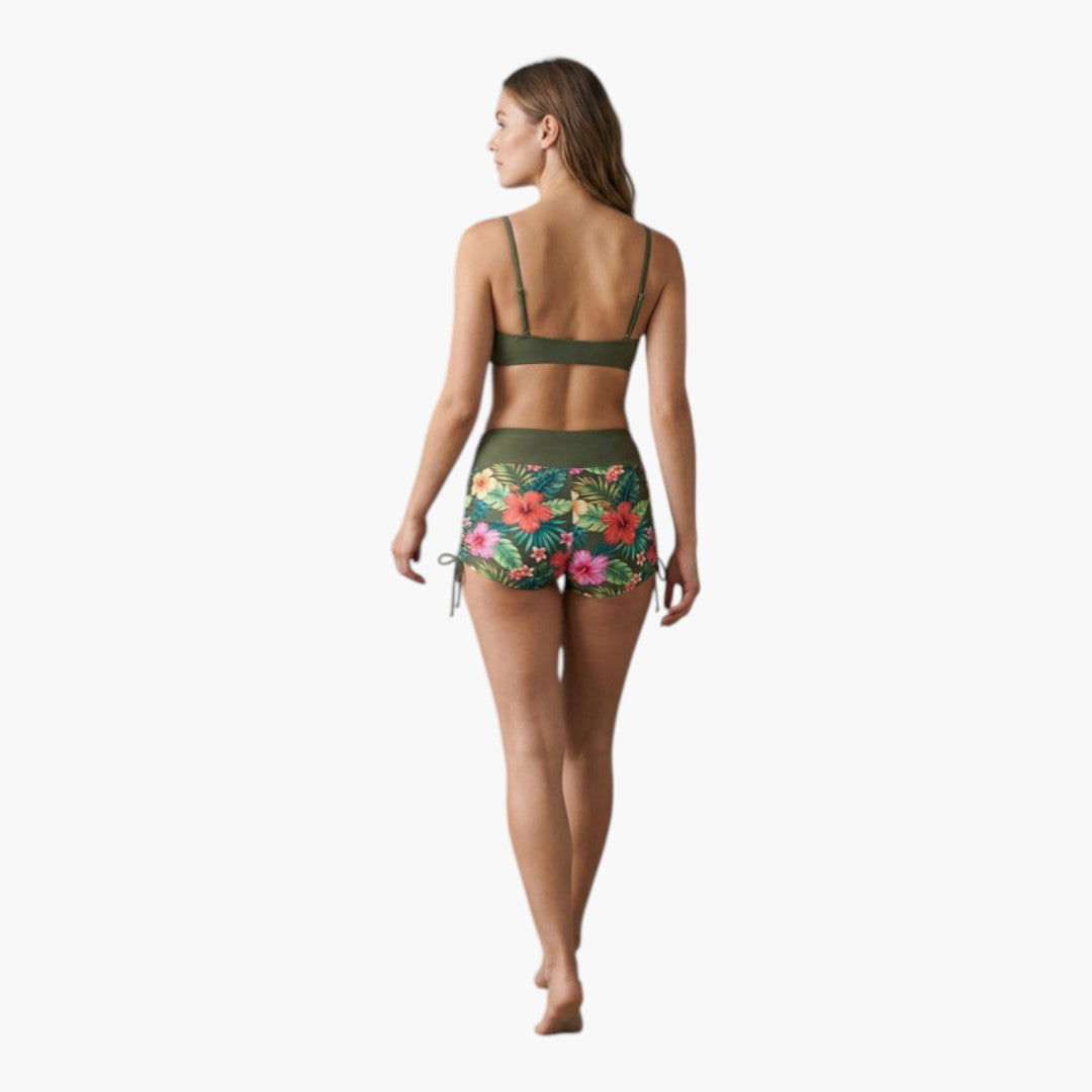 Completo bikini donna a vita alta con motivo floreale
