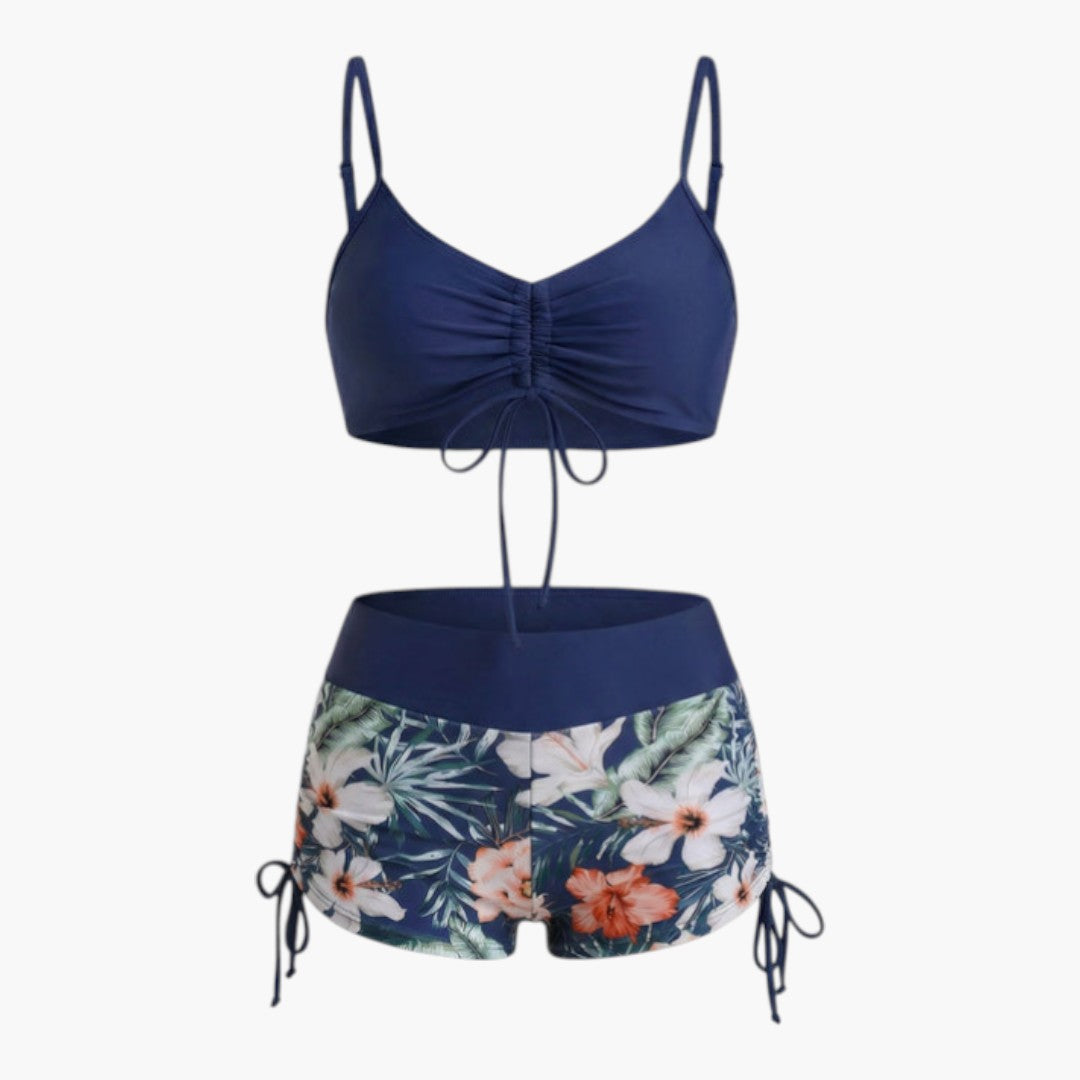 Completo bikini donna a vita alta con motivo floreale