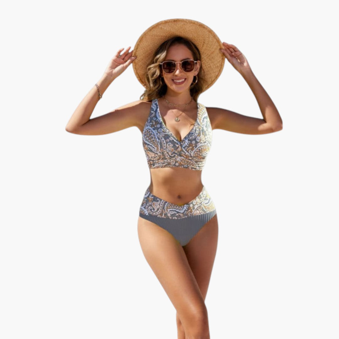 Completo bikini donna con top incrociato e slip regolabile