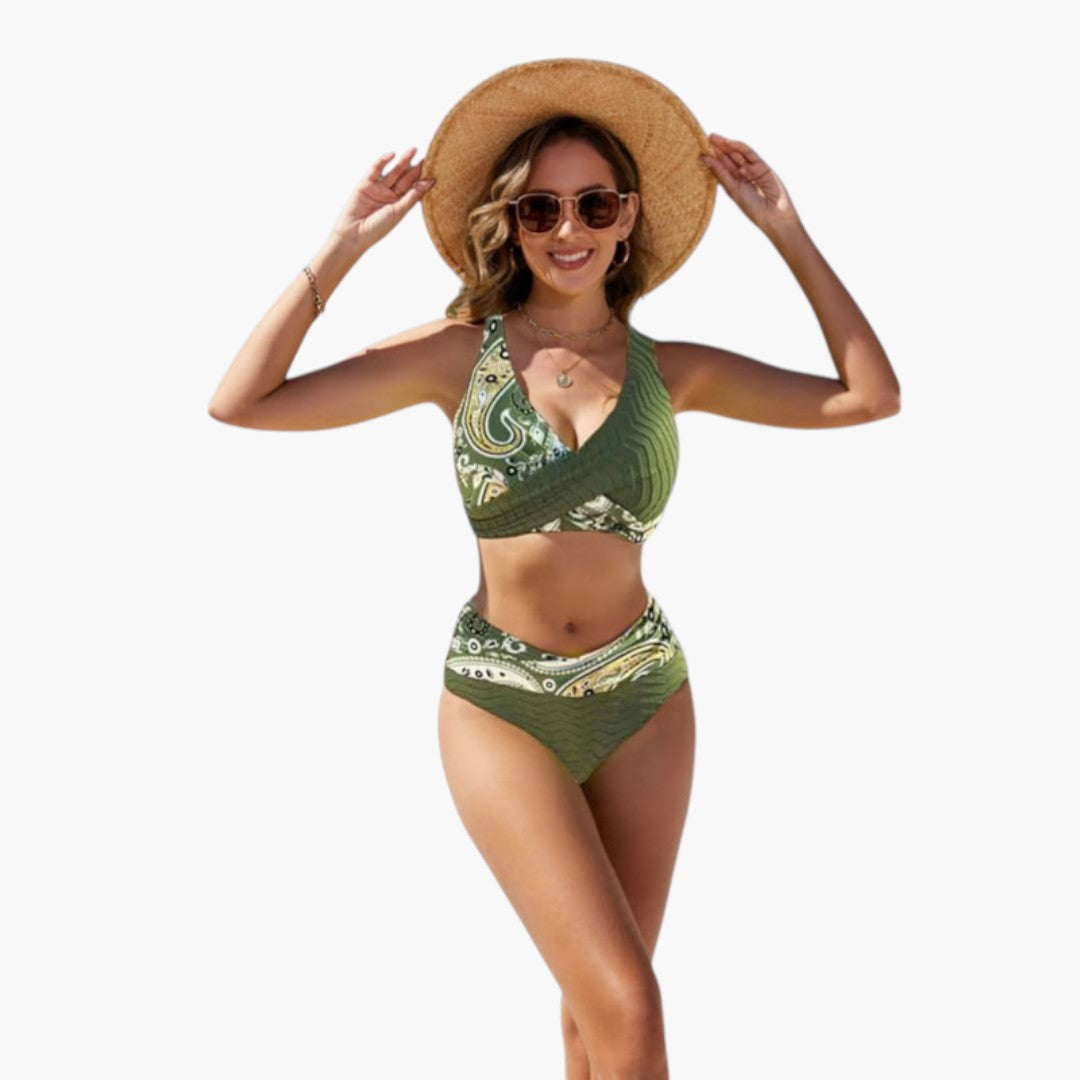 Completo bikini donna con top incrociato e slip regolabile