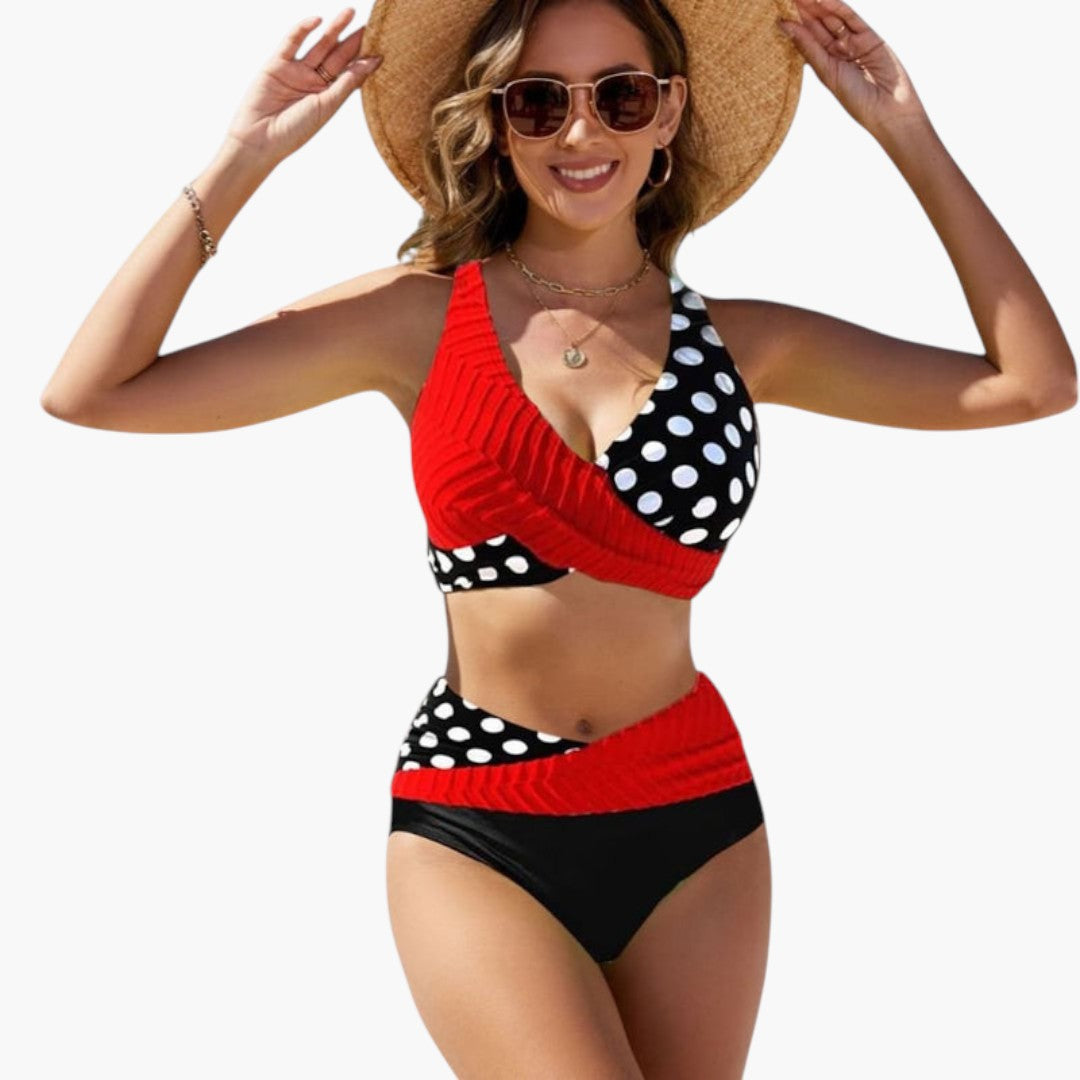 Completo bikini donna con top incrociato e slip regolabile