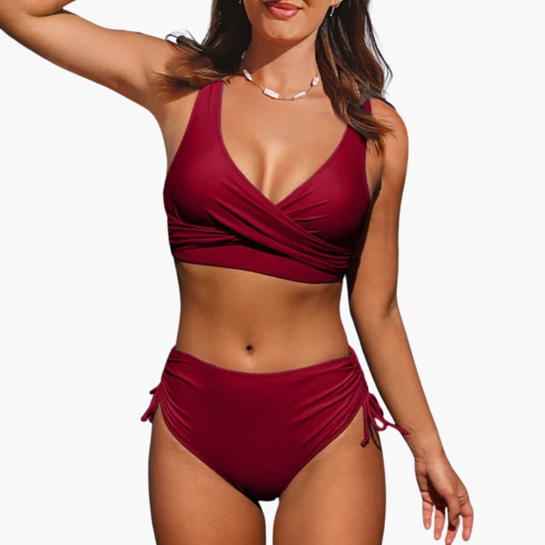 Ensemble bikini femme a haut triangle et bas réglable