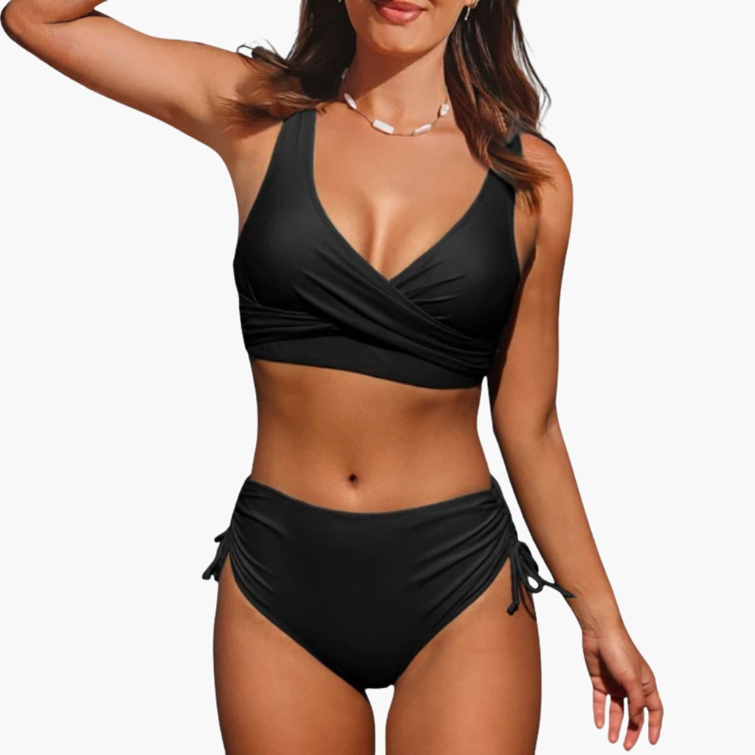 Ensemble bikini femme a haut triangle et bas réglable