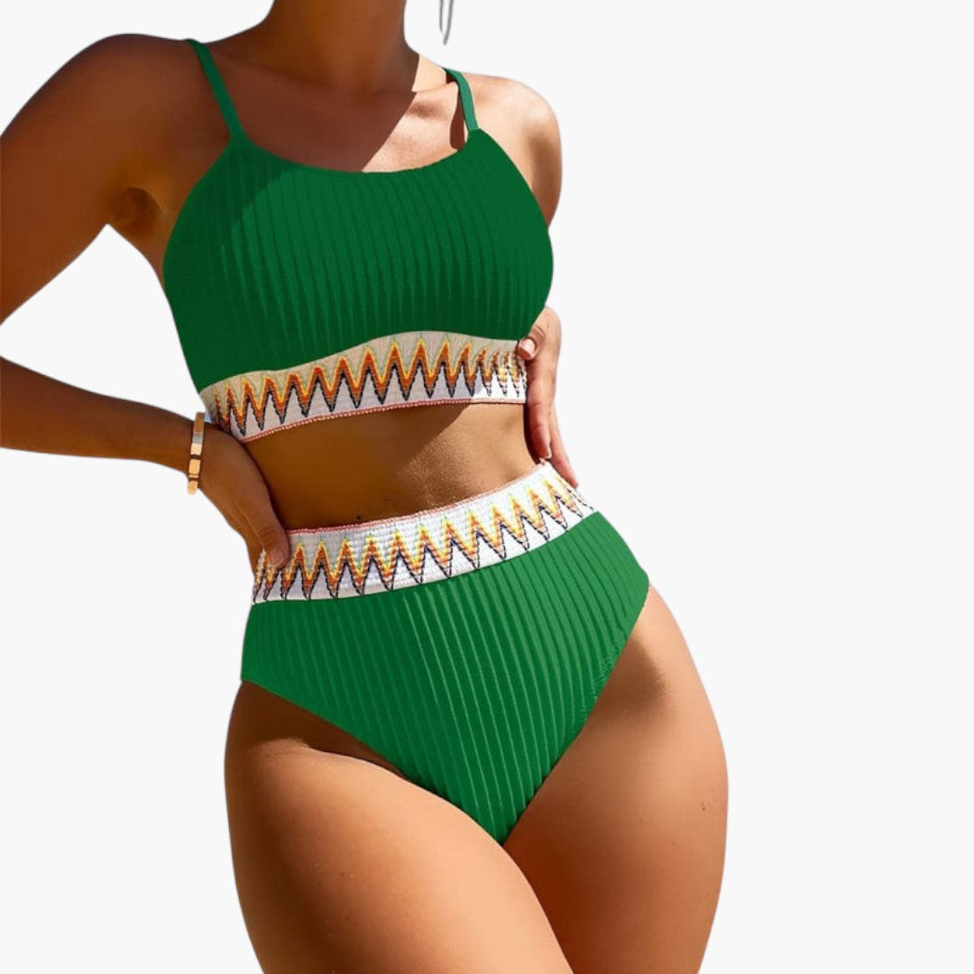 Ensemble bikini femme avec haut côtelé