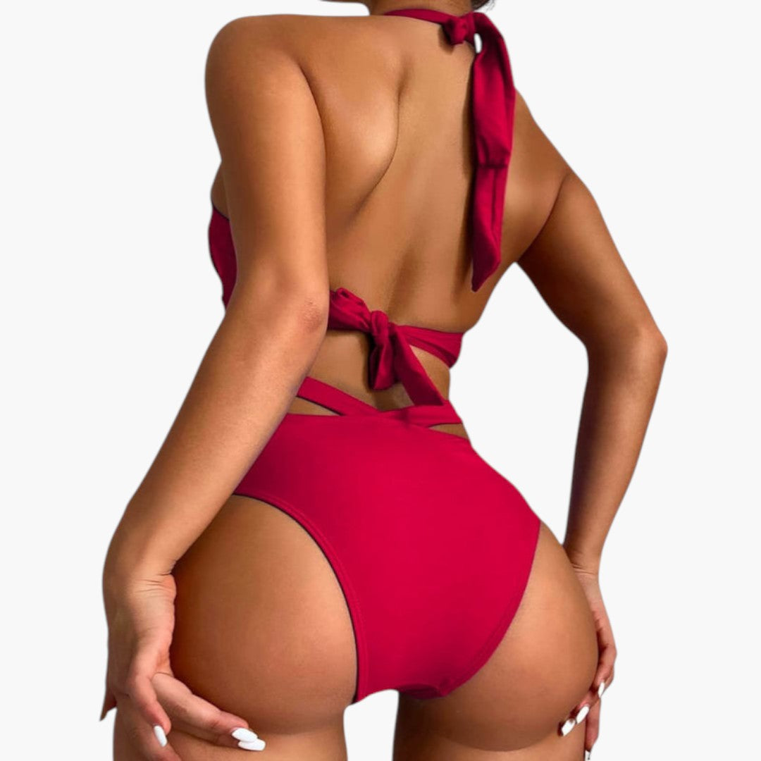 Women's two-piece swimsuit set with shaping top