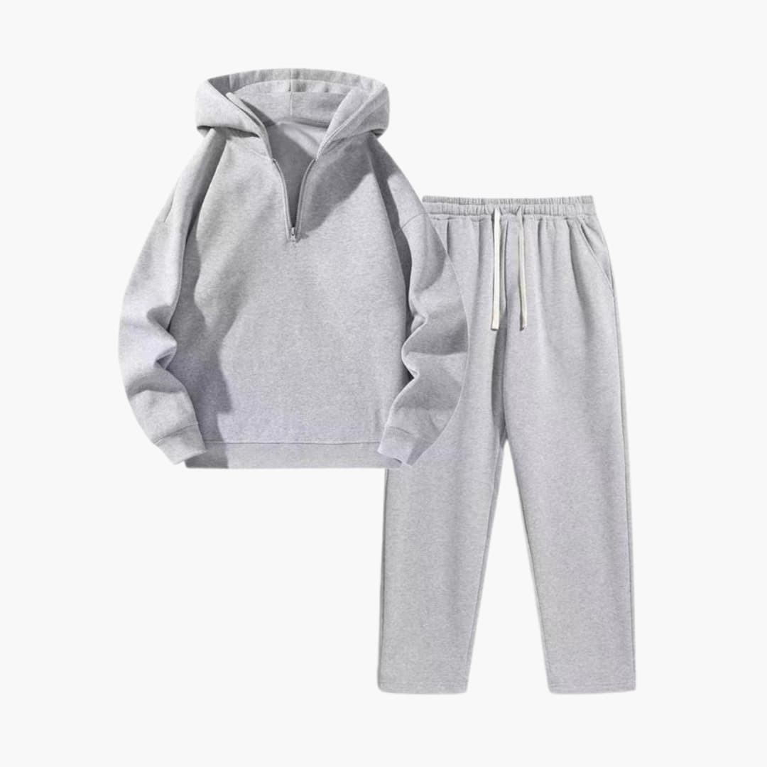 Completo da jogging donna con felpa con cappuccio e zip e pantaloni con coulisse